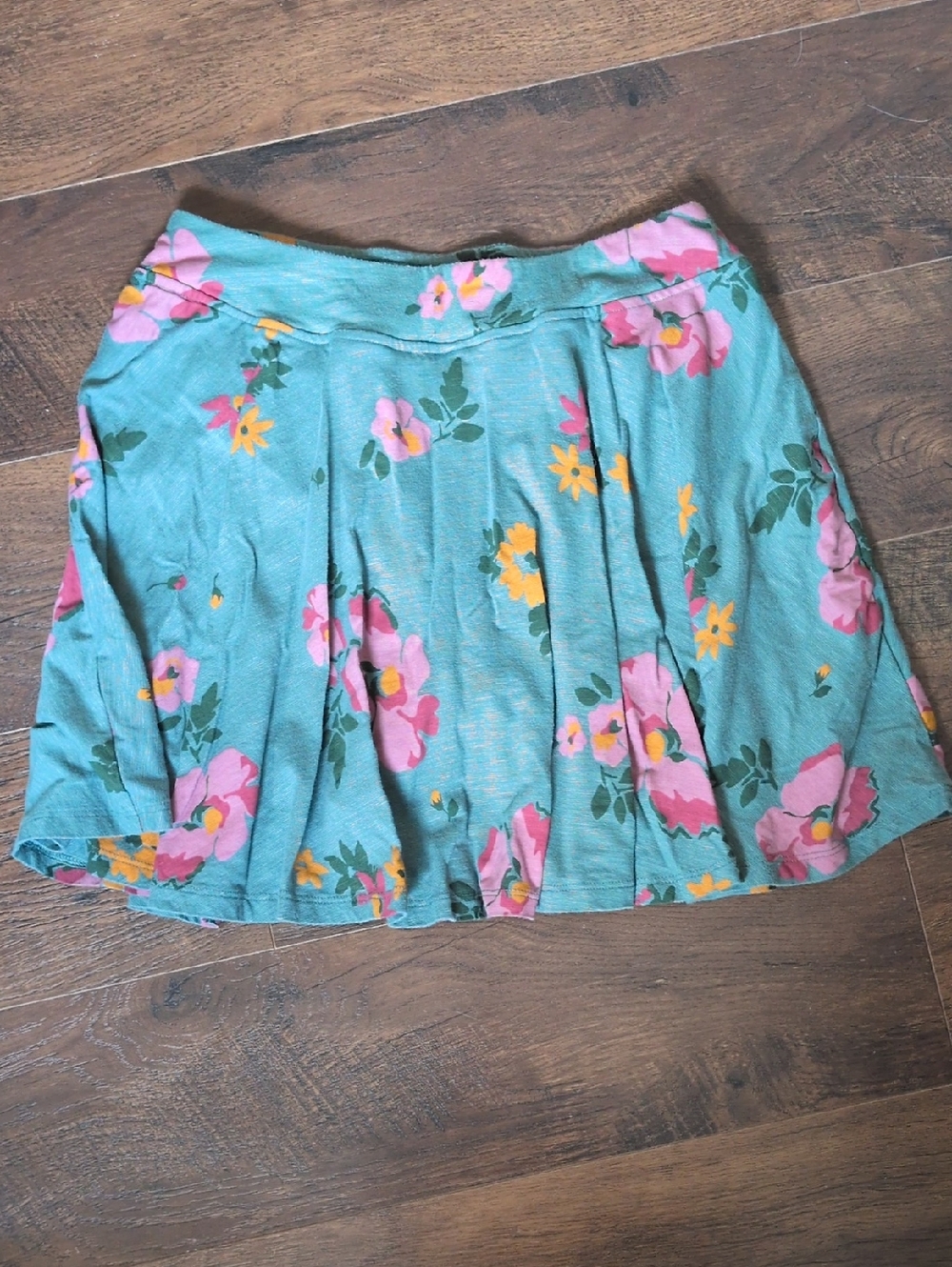 Toad&Co Teal Floral Circle Skort with Pink & Yellow Flowers